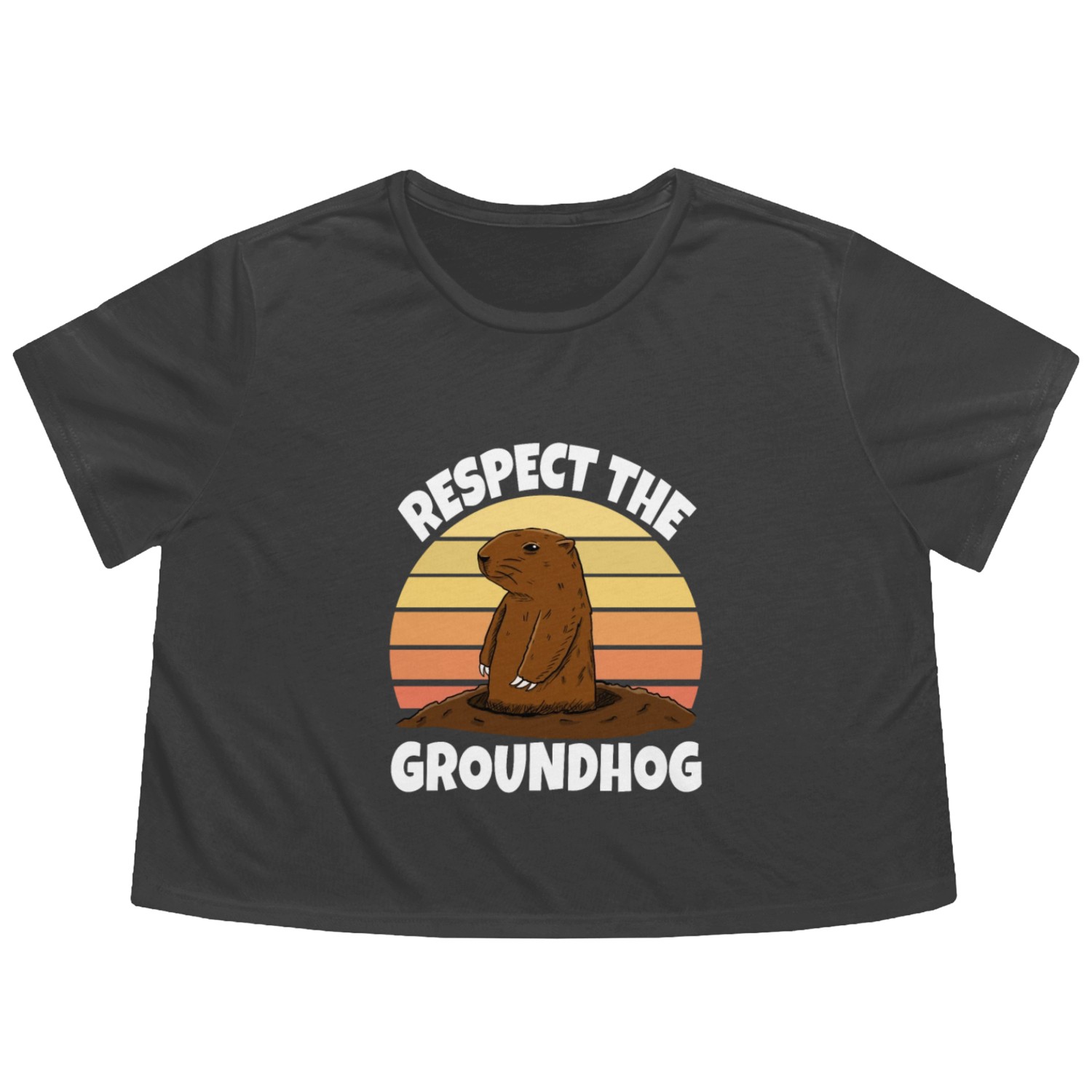 Respect The Groundhog Flowy Cropped Tees