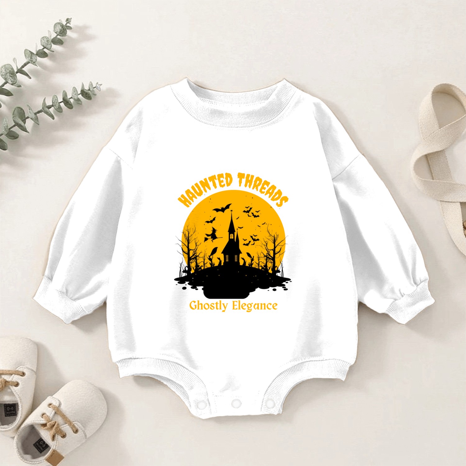 Haunted Threads Ghostly Elegance design Baby Romper Sweatshirts