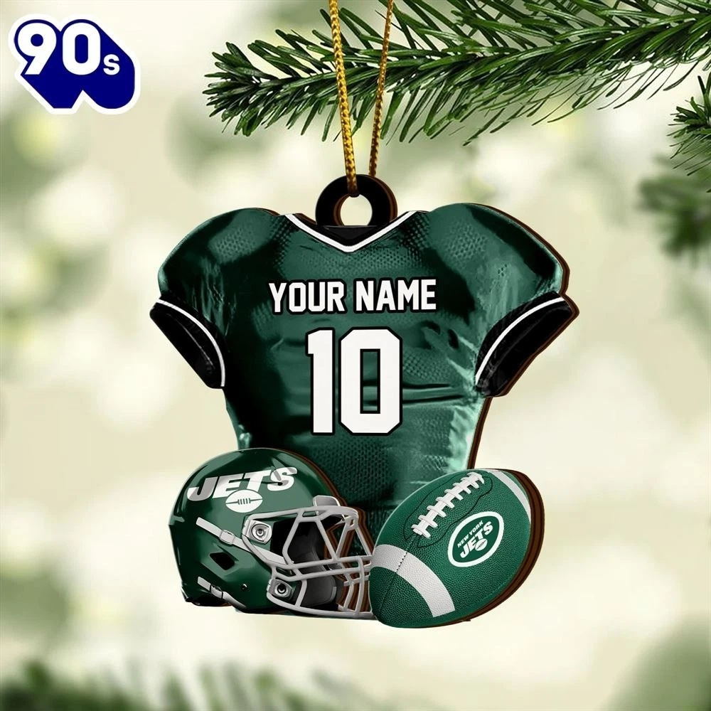 Personalized New York Football Team Jets Christmas Ornament Gift Decor