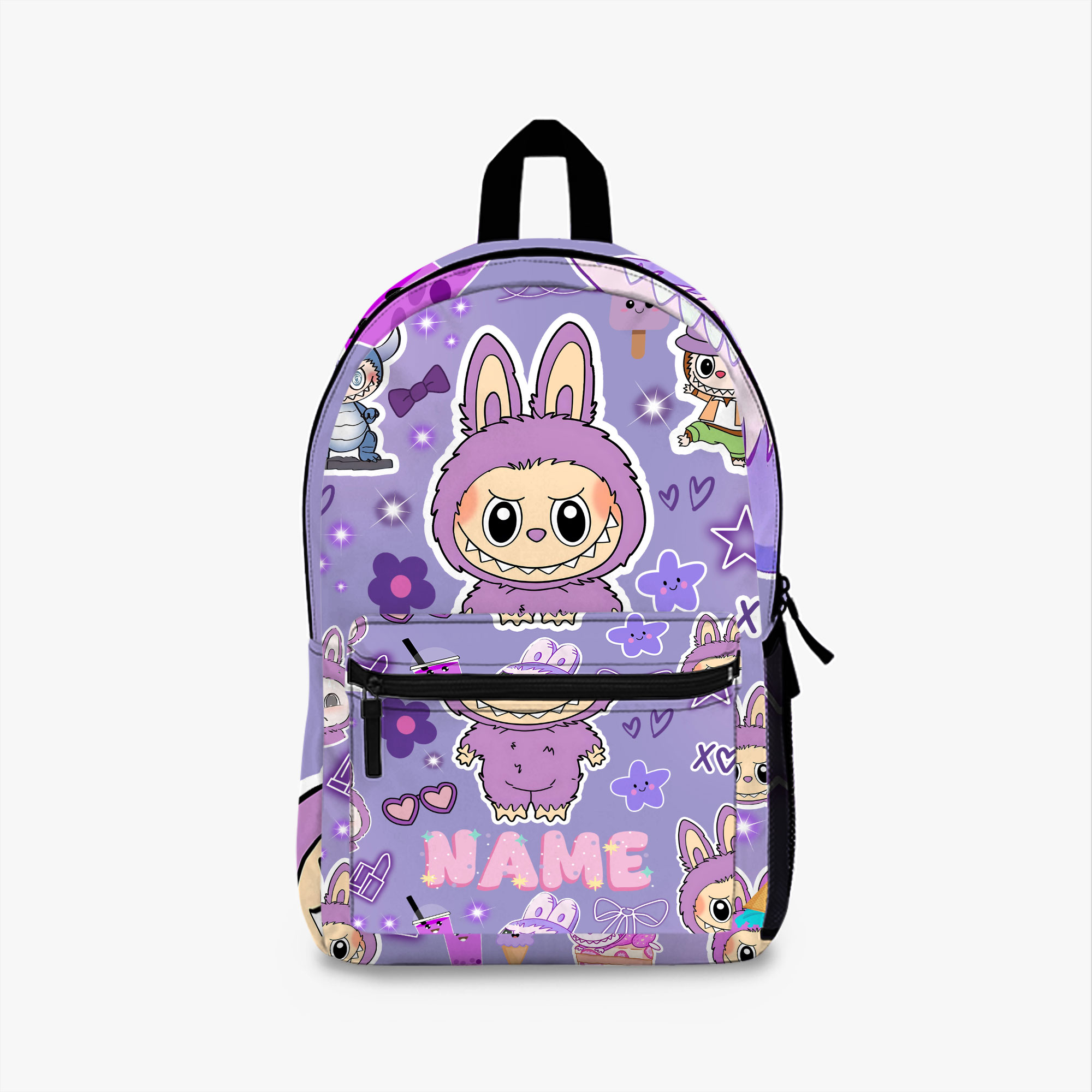 Personalized Cute Monster Backpack for Girls | Custom Purple Anime Travel Bag | Back to School