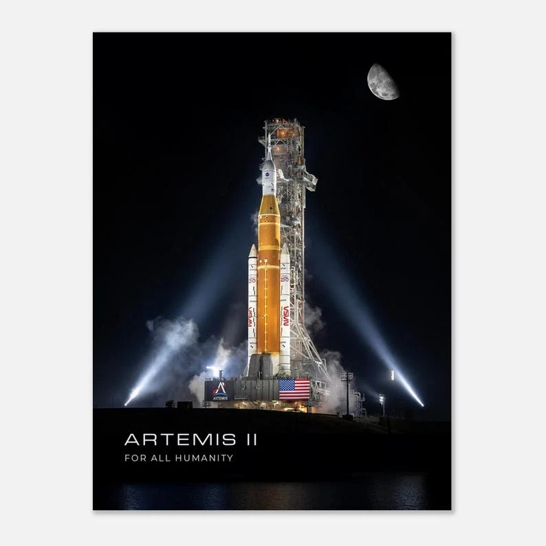 Artemis II Poster - NASA Orion Spacecraft Wall Art - Moon Mission Print