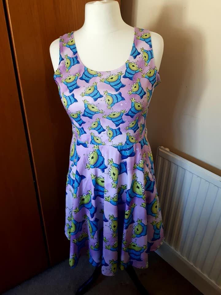Alien Toy story inspired cute print skater dress- Sizes S- 3XL