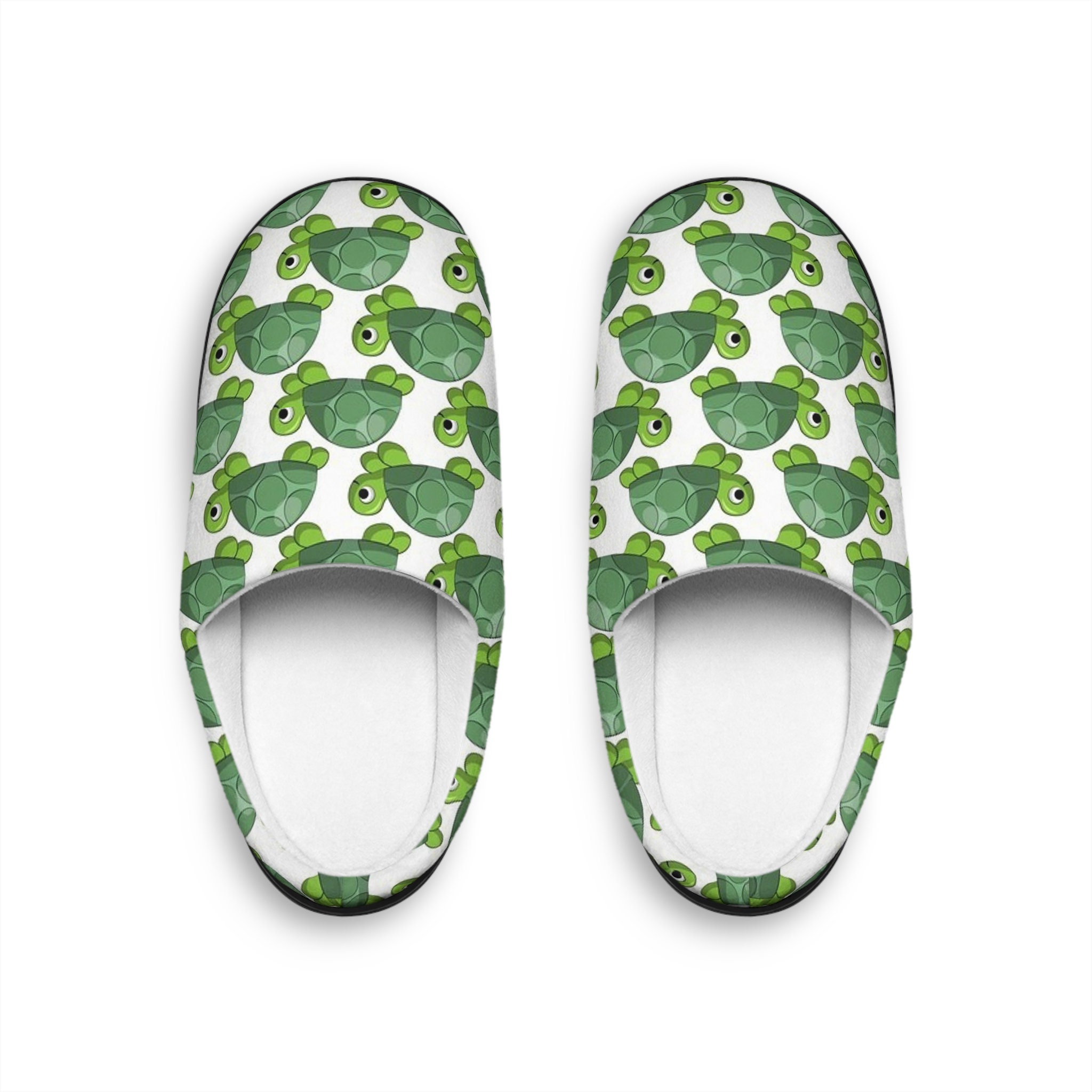 Happy Green Turtle Women's Indoor Slippers, Turtle Slippers, Turtle Footwear, Terrapin Slippers, Tortoise Slipper, Turtle Gifts, Turtle Love