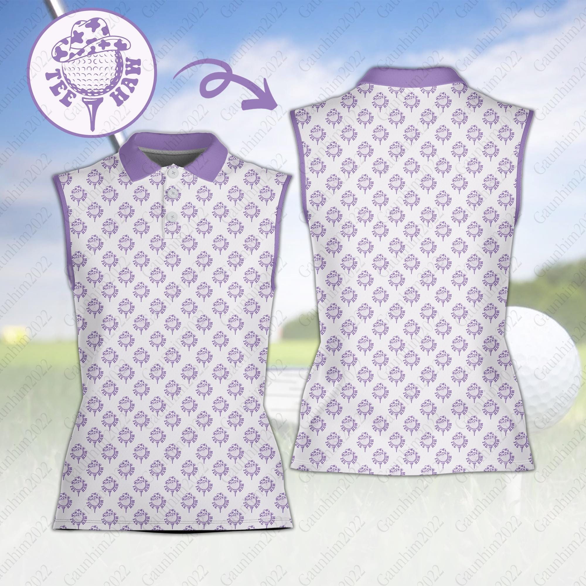 Tee Haw Western Cowboy Hat Golf Polo Shirt, Cowgirl Ladies Sleeveless Polo Shirt, Western Golf Polo Shirt For Women, Gifts For Golf Lovers