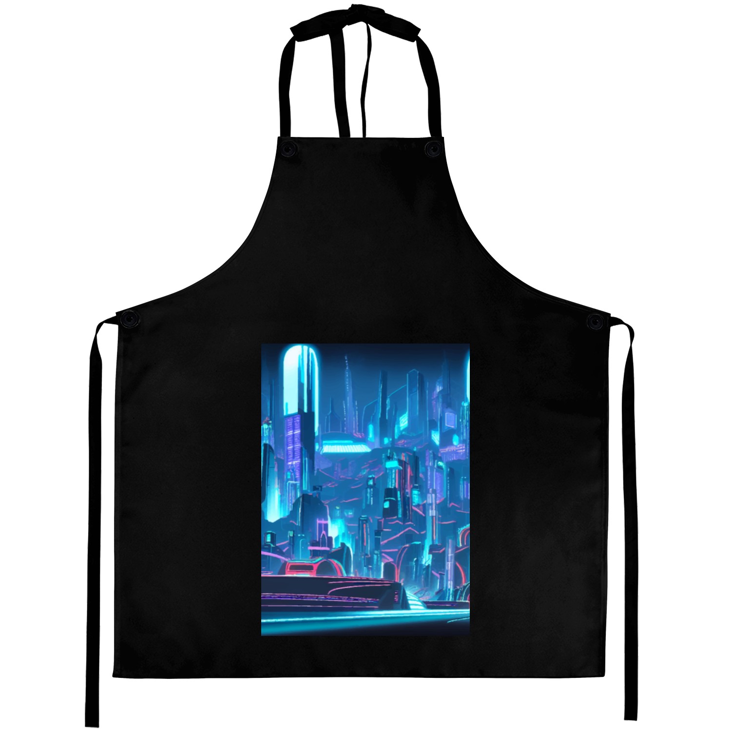 Cool Japanese Techno Cat In Japan Neon City Aprons