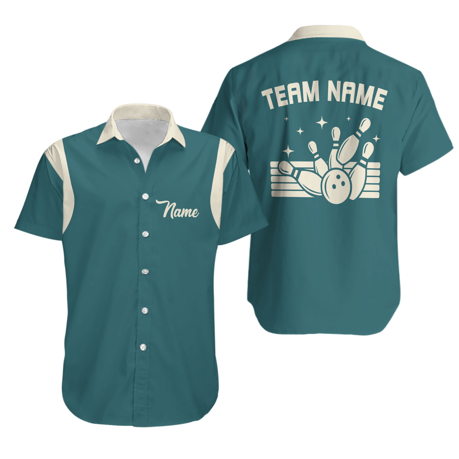 Customized Name Team Bowling Multi Color Hawaiian Shirt