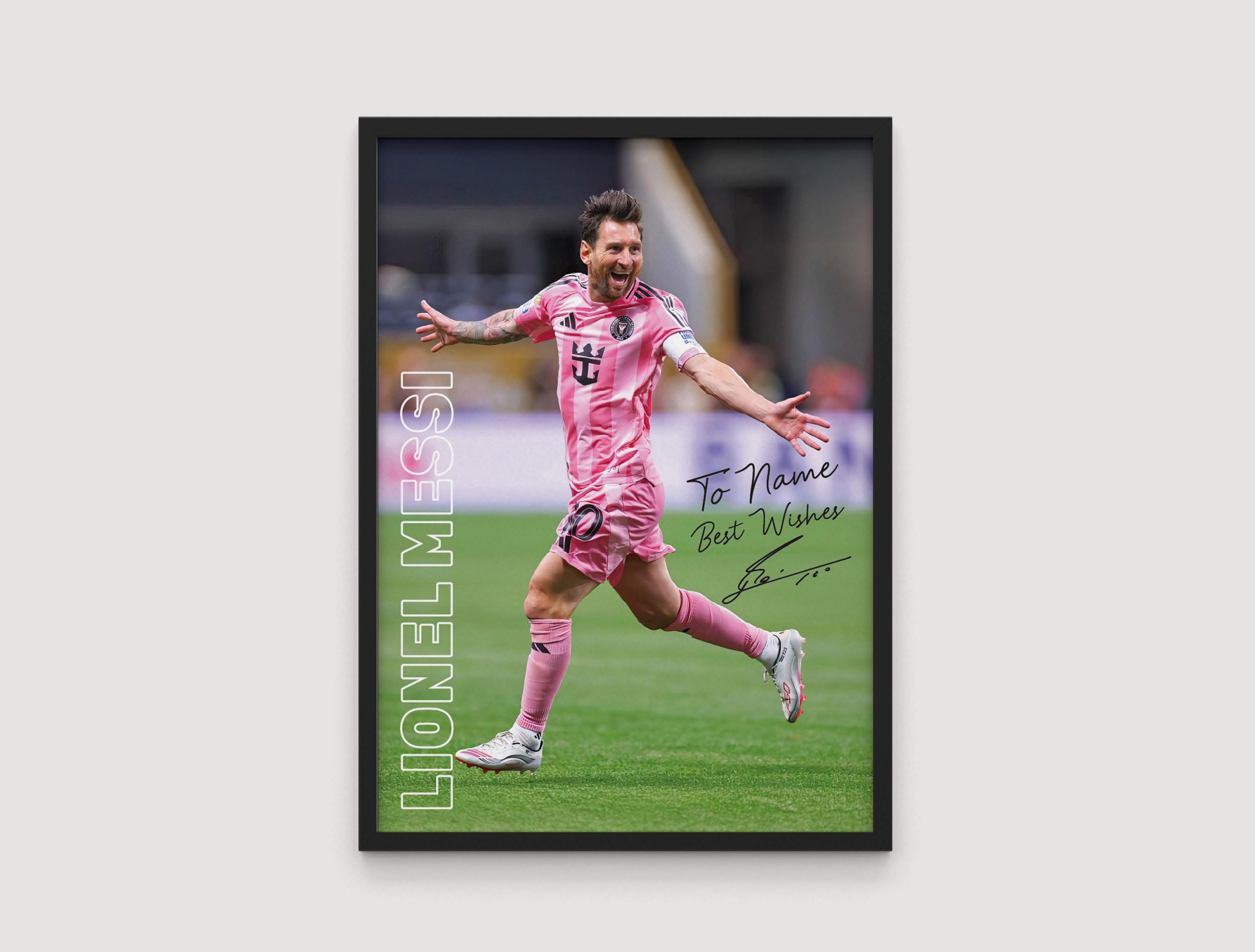 Personalized Lionel Messi Poster Custom Name Print with Messis Signature, Messi fan gift