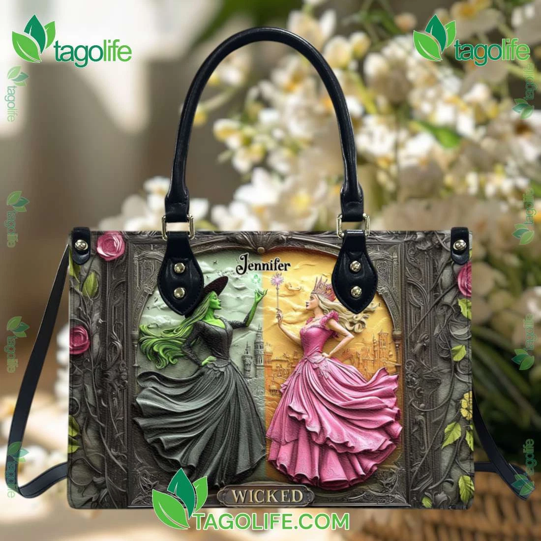 Leather Handbag with Witch and Princess Designs