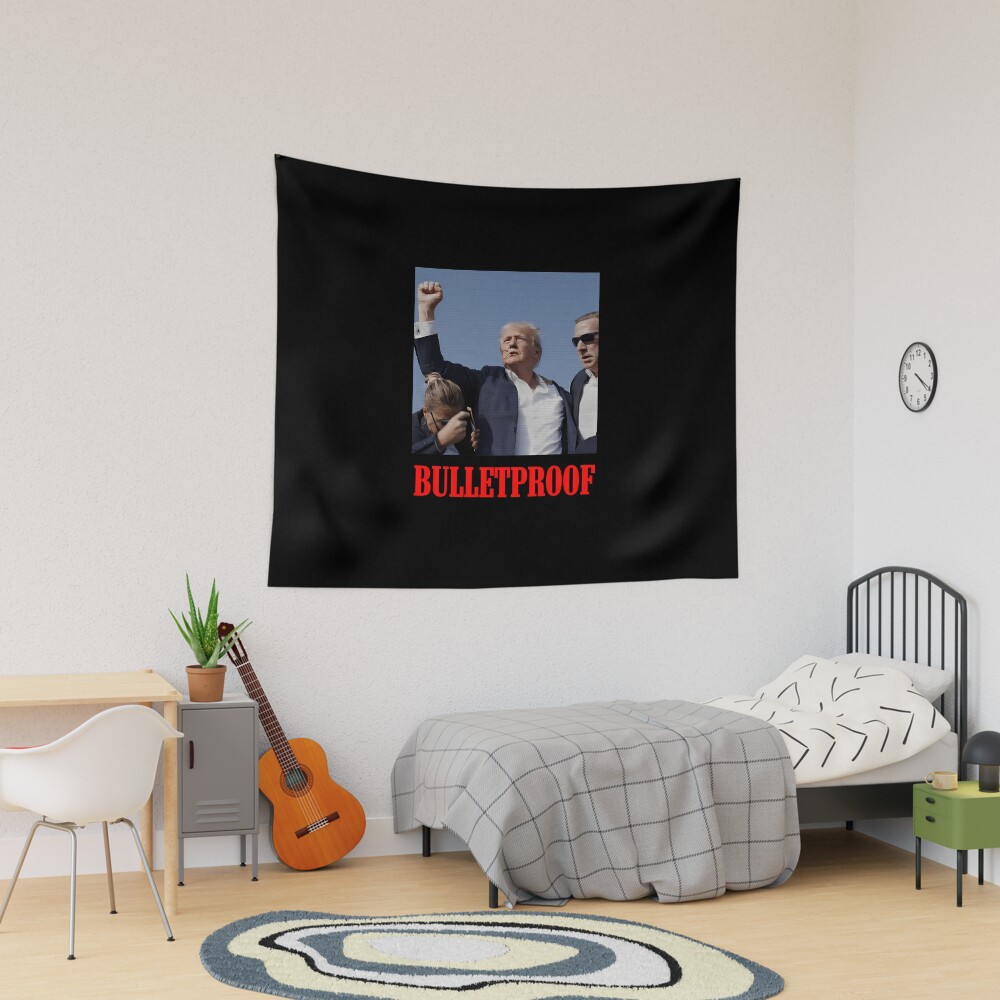 Trump Bulletproof Assassination Attempt Tapestry, Trump 2024, Political Tapestry, For Home and Living, US Election for Decoration