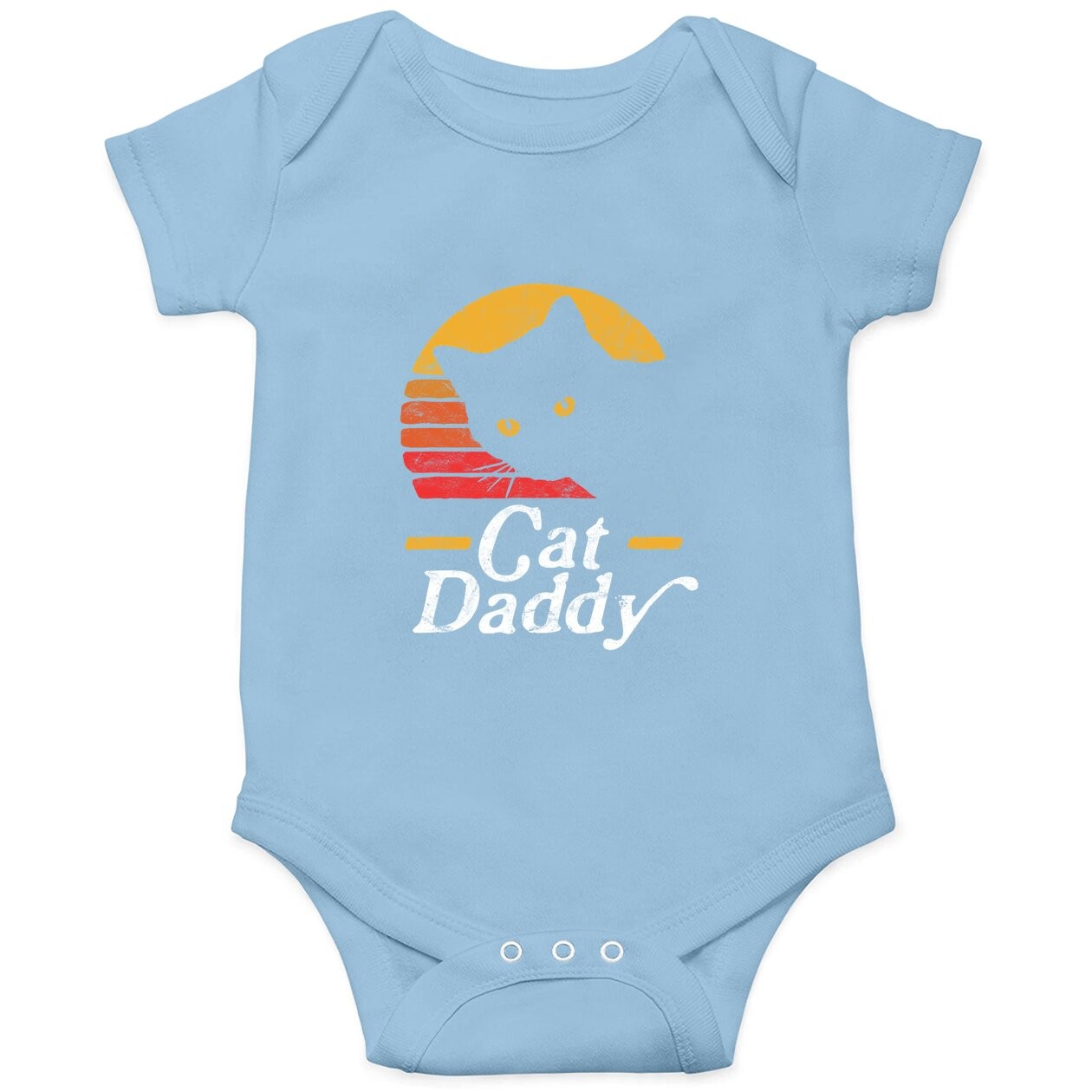 Cat Daddy Vintage Eighties Style Cat Retro Distressed Baby Bodysuit