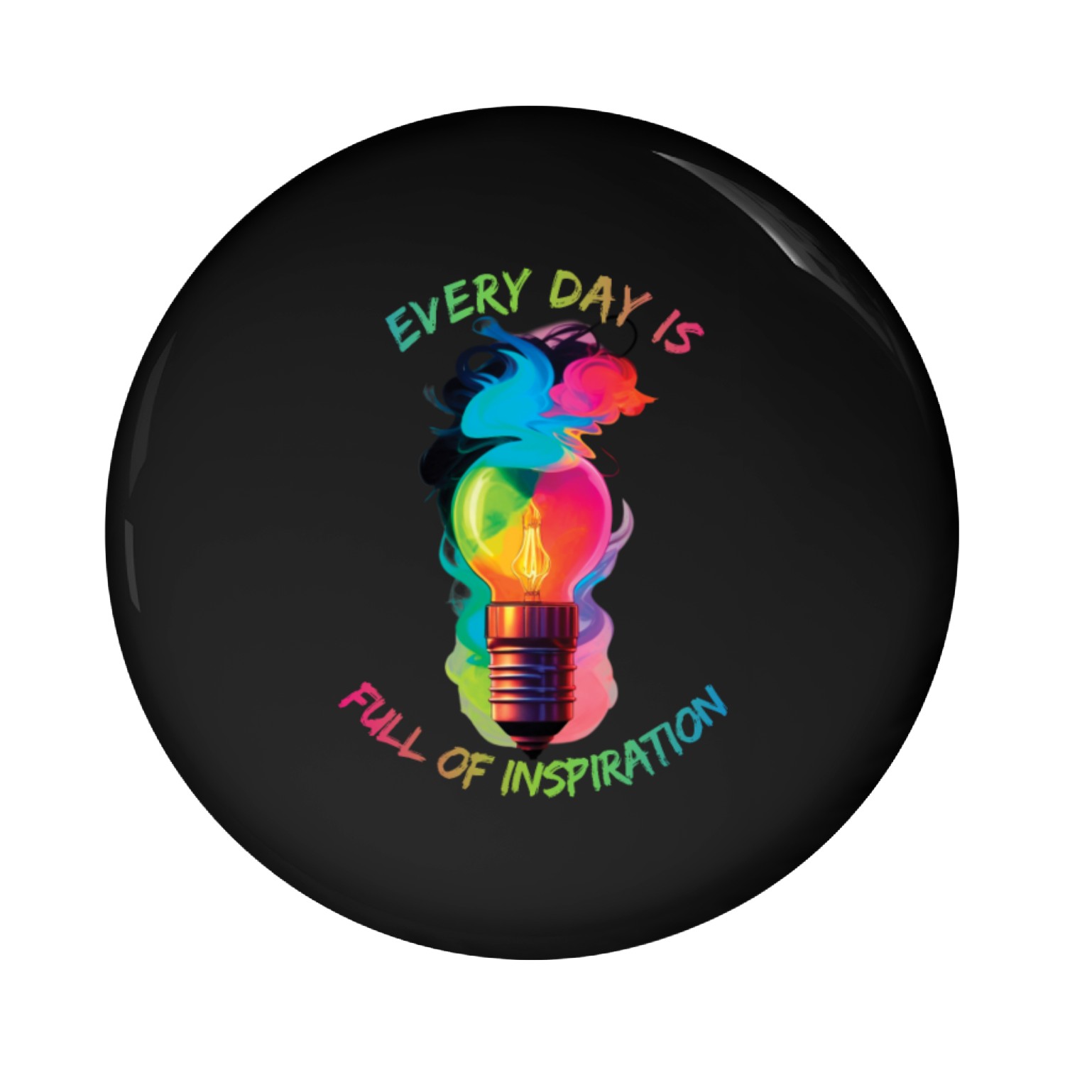 Inspiration bulb surrounded by colored smoke Pin Buttons