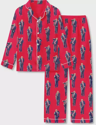 Women's Gift Trump America DJ Long Sleeve Pajama Set Red Unisex Pajamas