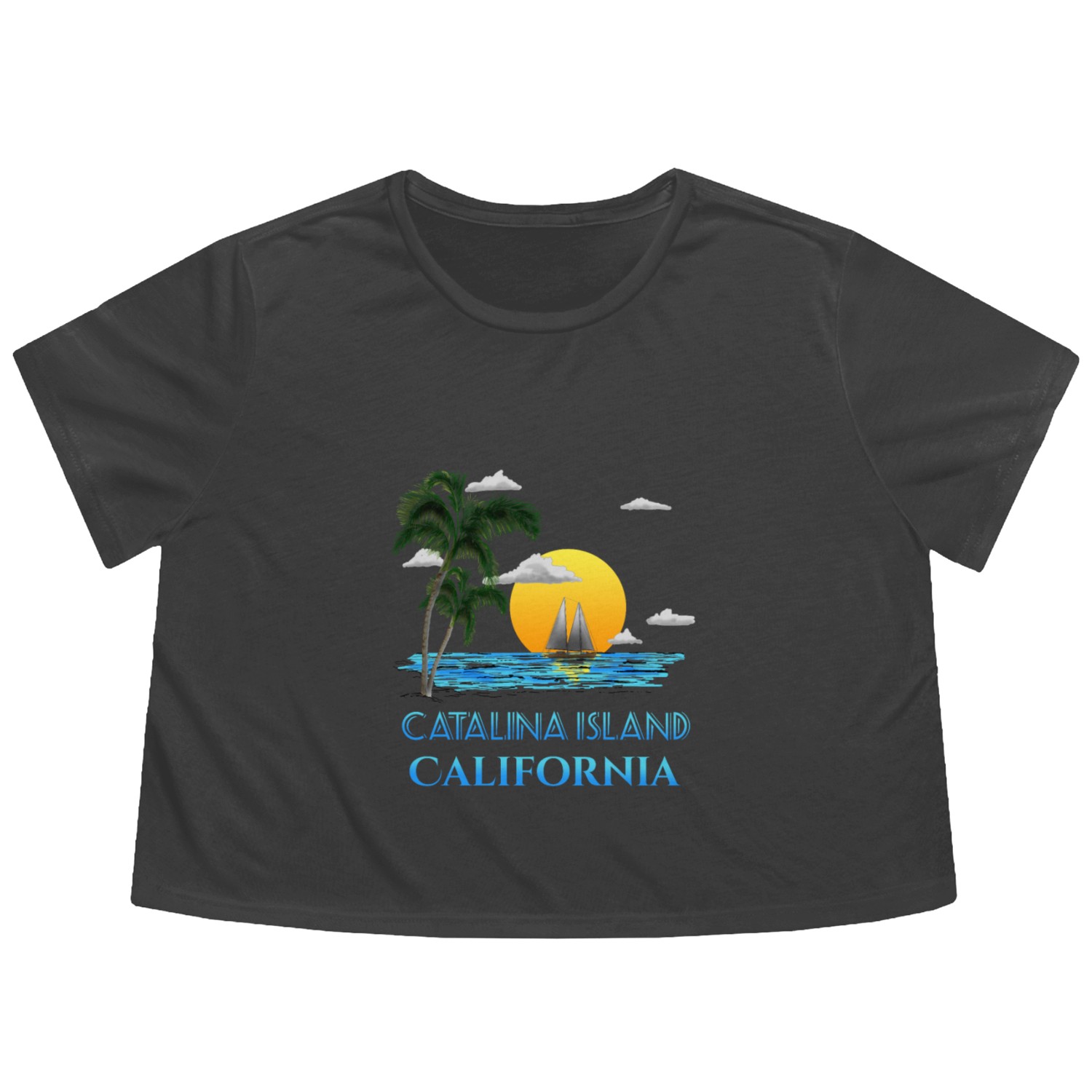 Catalina California Sailing Flowy Cropped Tees