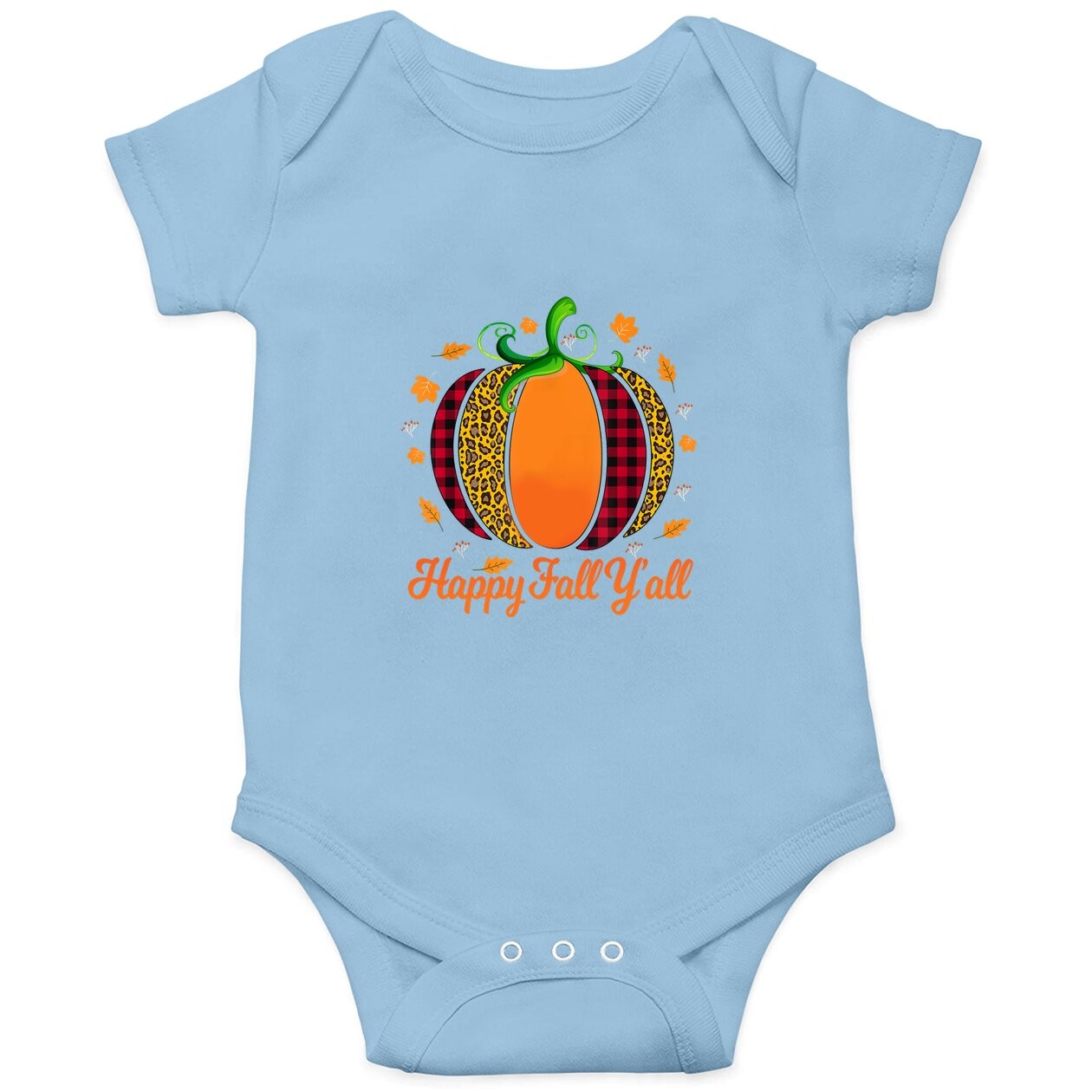 Happy Fall Y'all Pumpkin Leopard Cute Autumn Baby Bodysuit