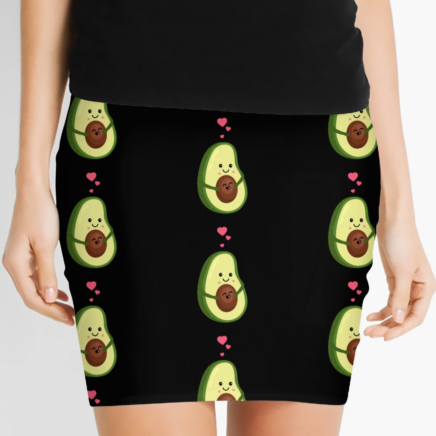 Pregnant Avocado Mom Family Baby Announcement Women's Mini Skirts