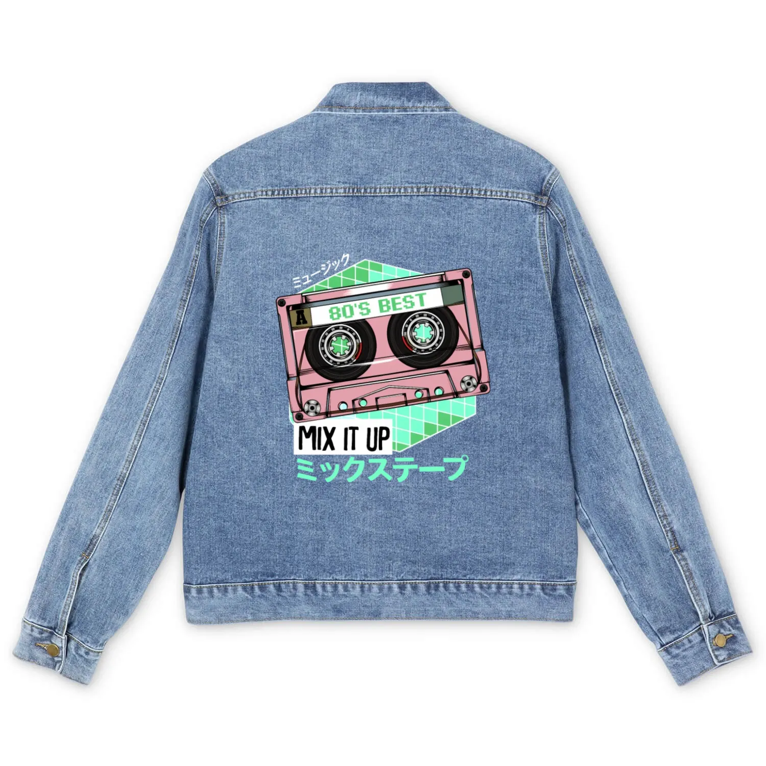 Mixtape 80s Japanese Otaku Cassette Tape Kanji Men's Denim Jackets