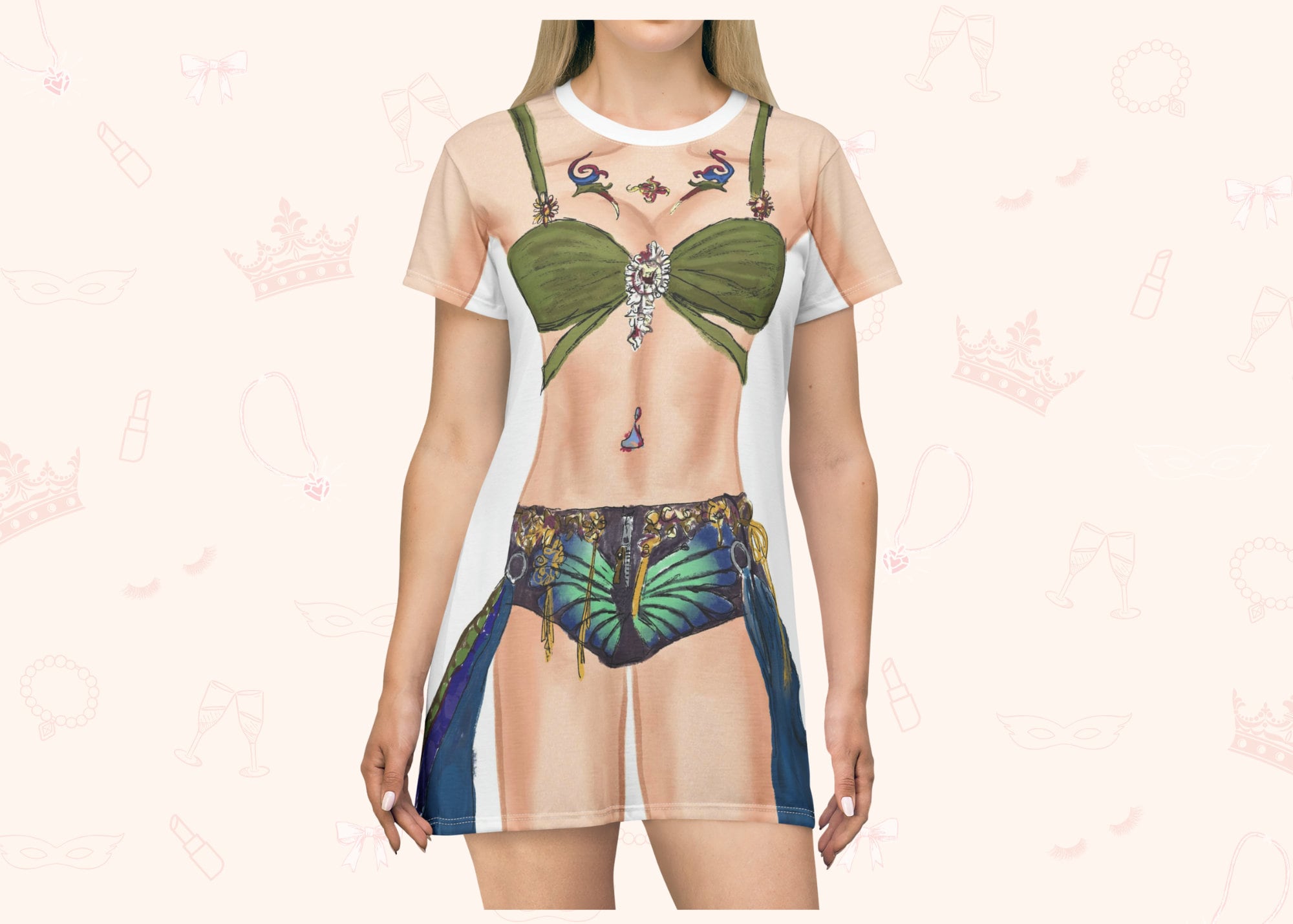 Snake 4 U (With Body) T-Shirt Dress | Easy Costume, Fun Loungewear, Unique Gift