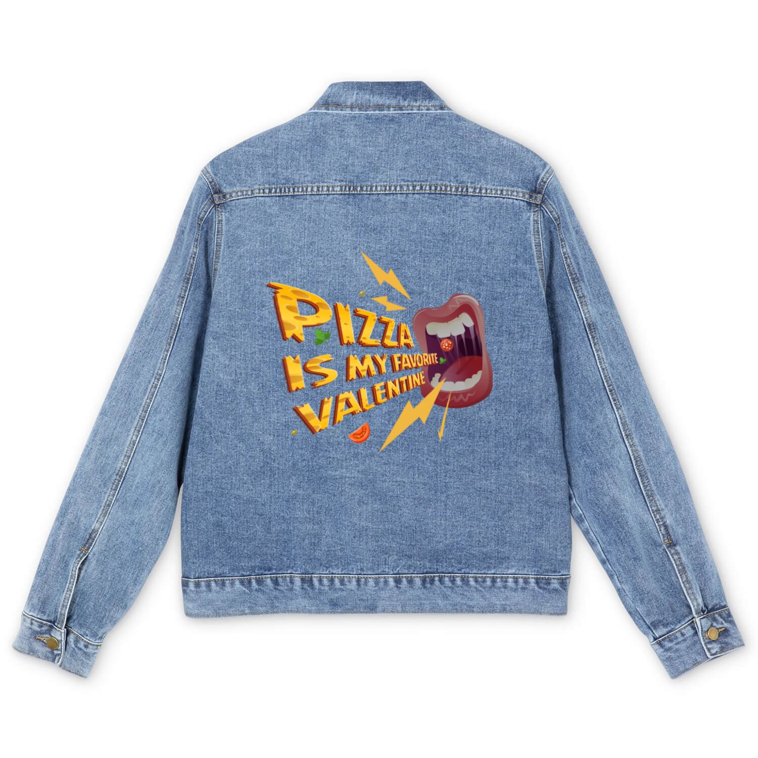Pizza Is My Favorite Valentine Men's Denim Jackets
