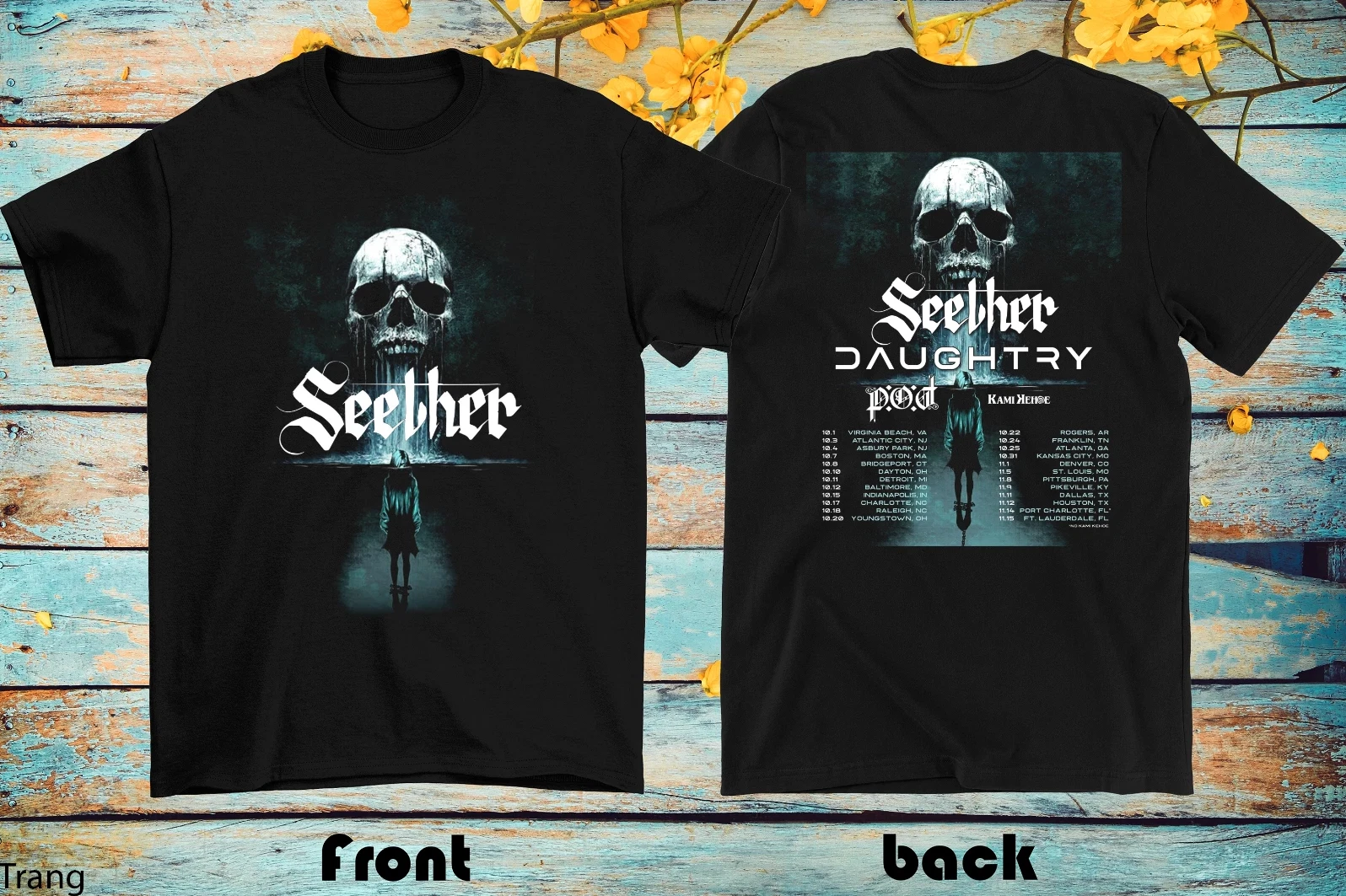 2 Sides Seether Daughtry Map Out Fall 2025 Tour Shirt Black Unisex S-5XL