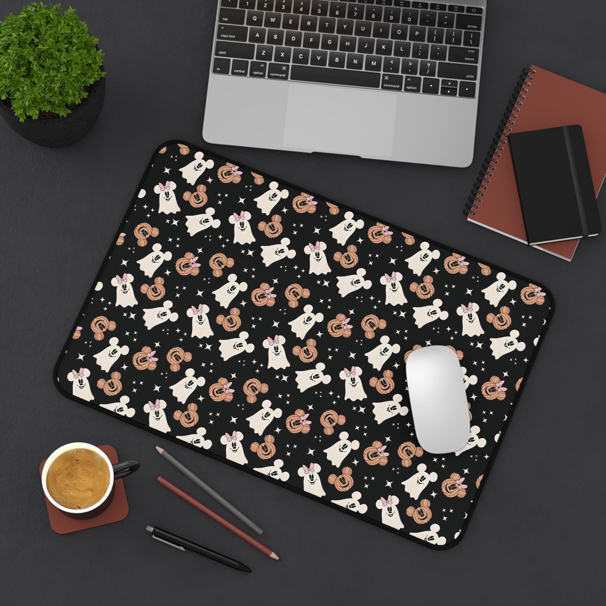 Cute Ghosts and Pumpkins Halloween Desk Mat, Home Office Decor