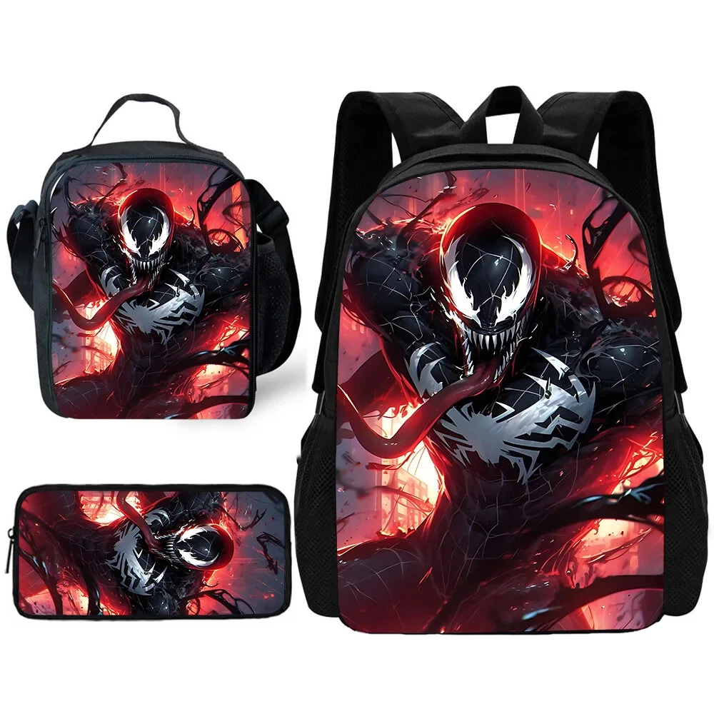Venoms Child School Backpack with Lunch Bags Pencil Bags School Bags Best Gift