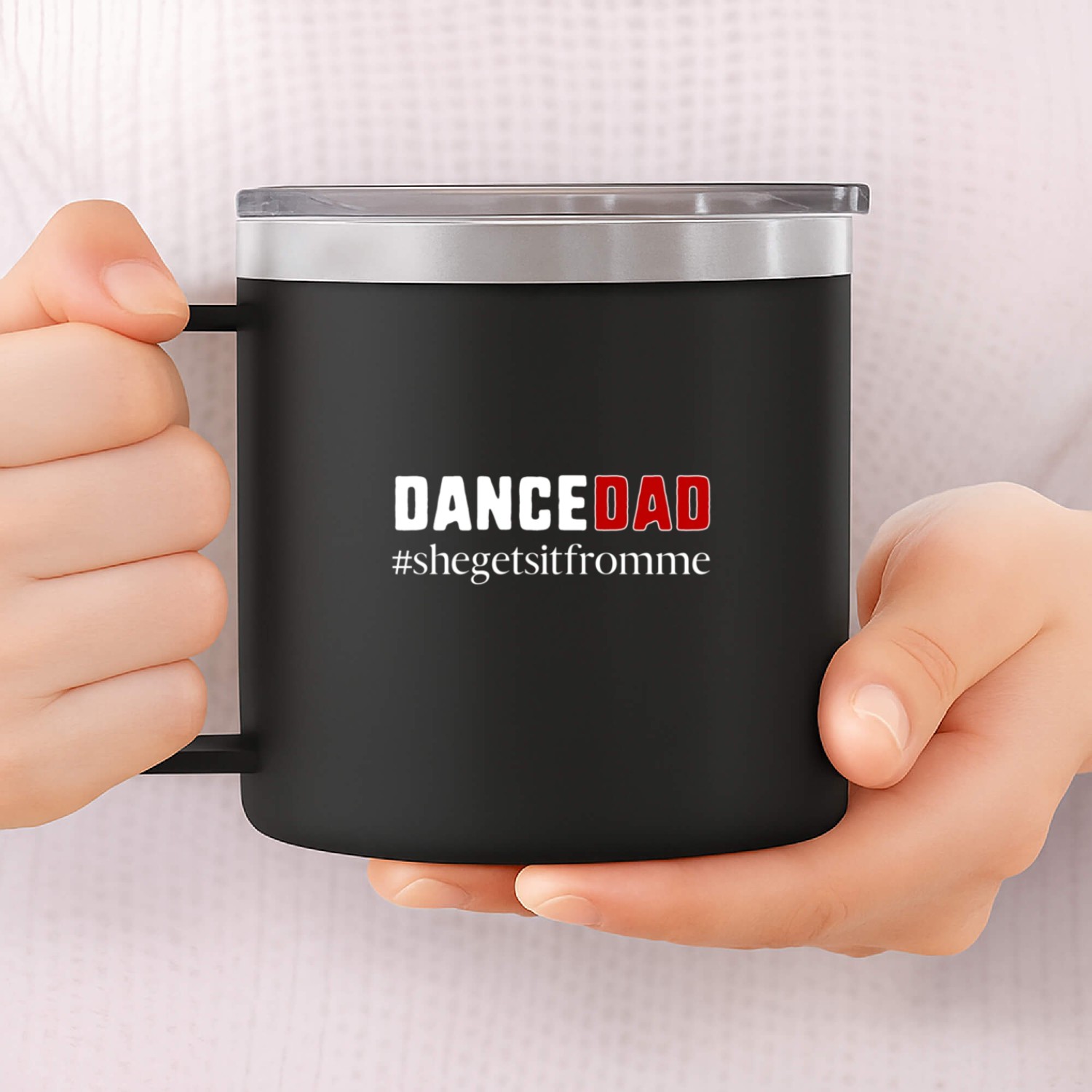 Funny Dance Dad Gift She Gets it From Me Dance Dad 14oz Stainless Steel Tumblers