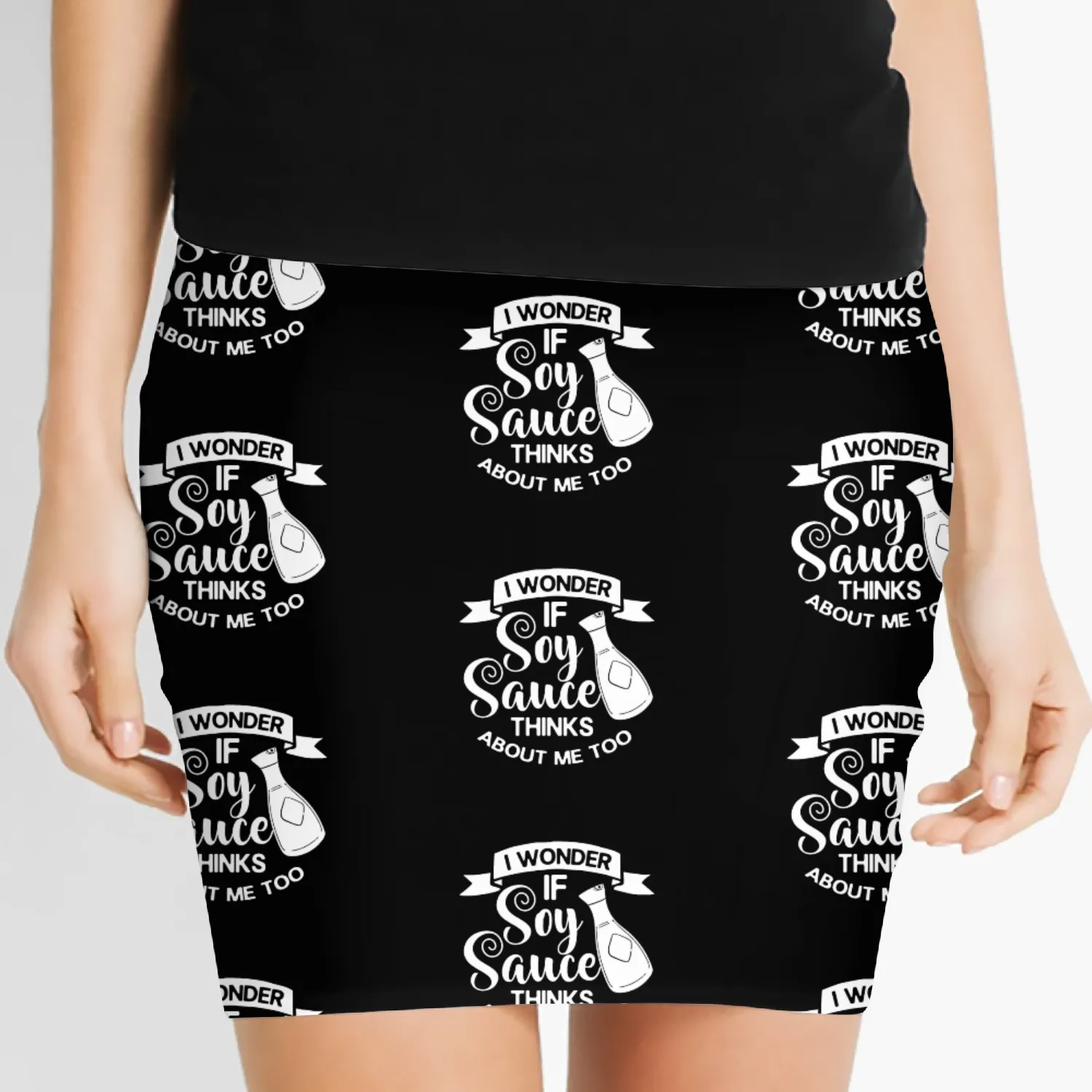 Soy Sauce Japanese Sushi Dark Ramen Noodles Bottle Women's Mini Skirts