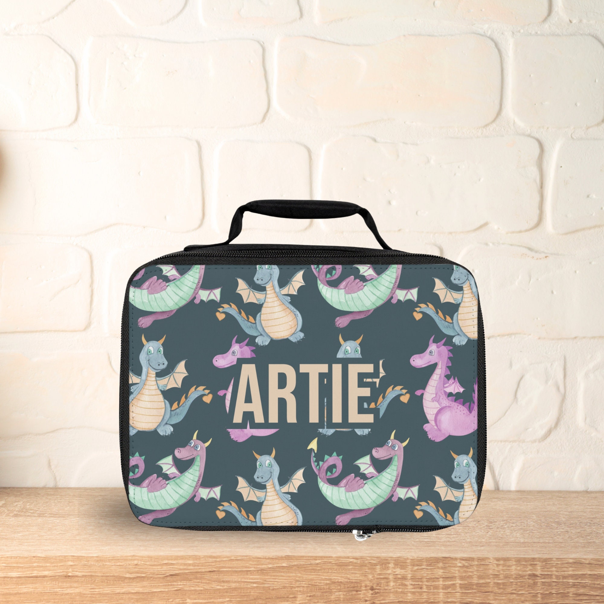 Dragons Lunchbox with Custom Name / Dragon Lunch Bag for School / Personalized Dragon Lunchbox for Her / Mythical Creature Snack Bag
