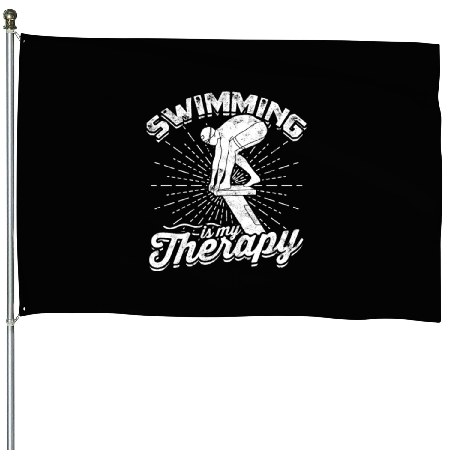 Swimming is my therapy - Swimming House Flags