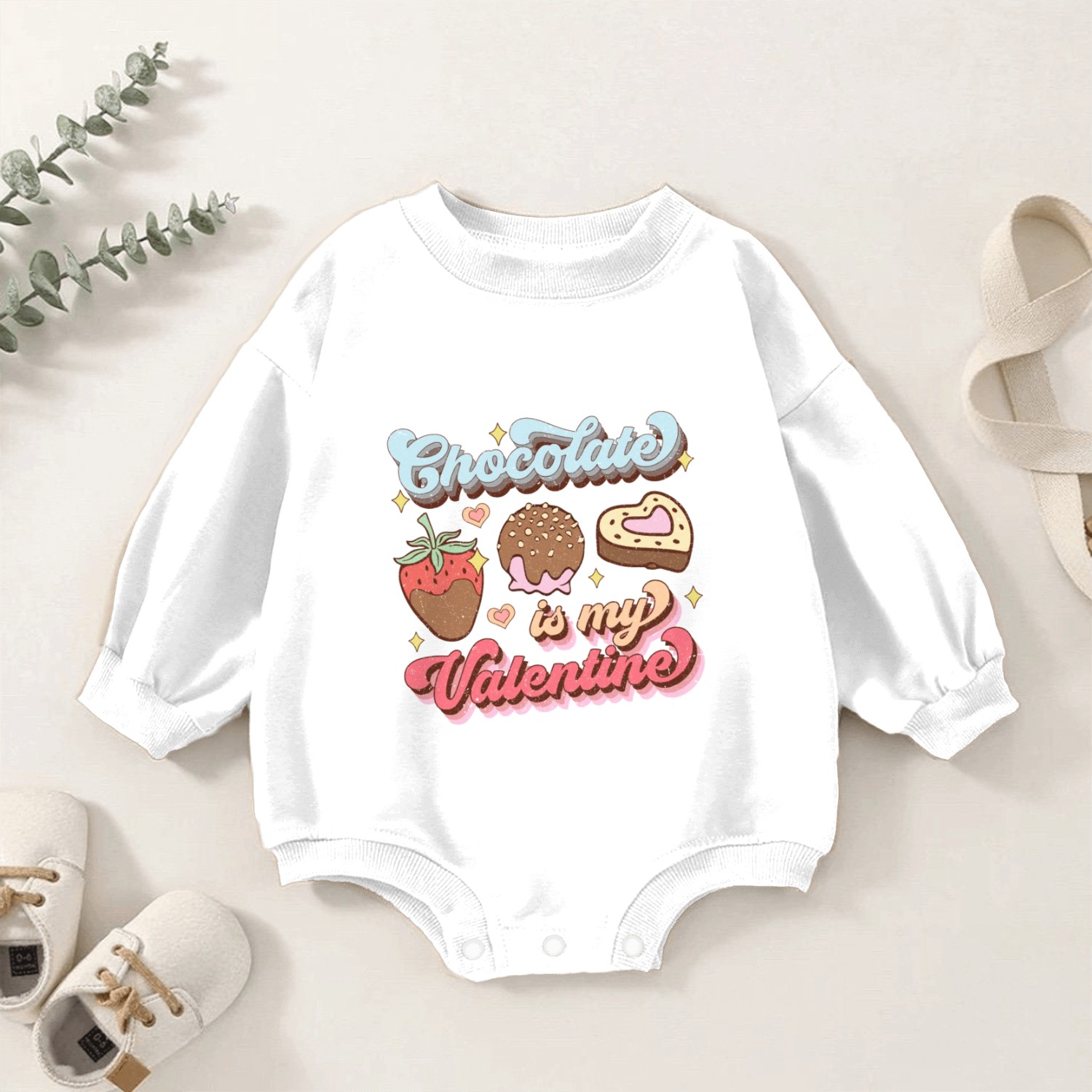 Chocolate is My Valentine Baby Romper Sweatshirts