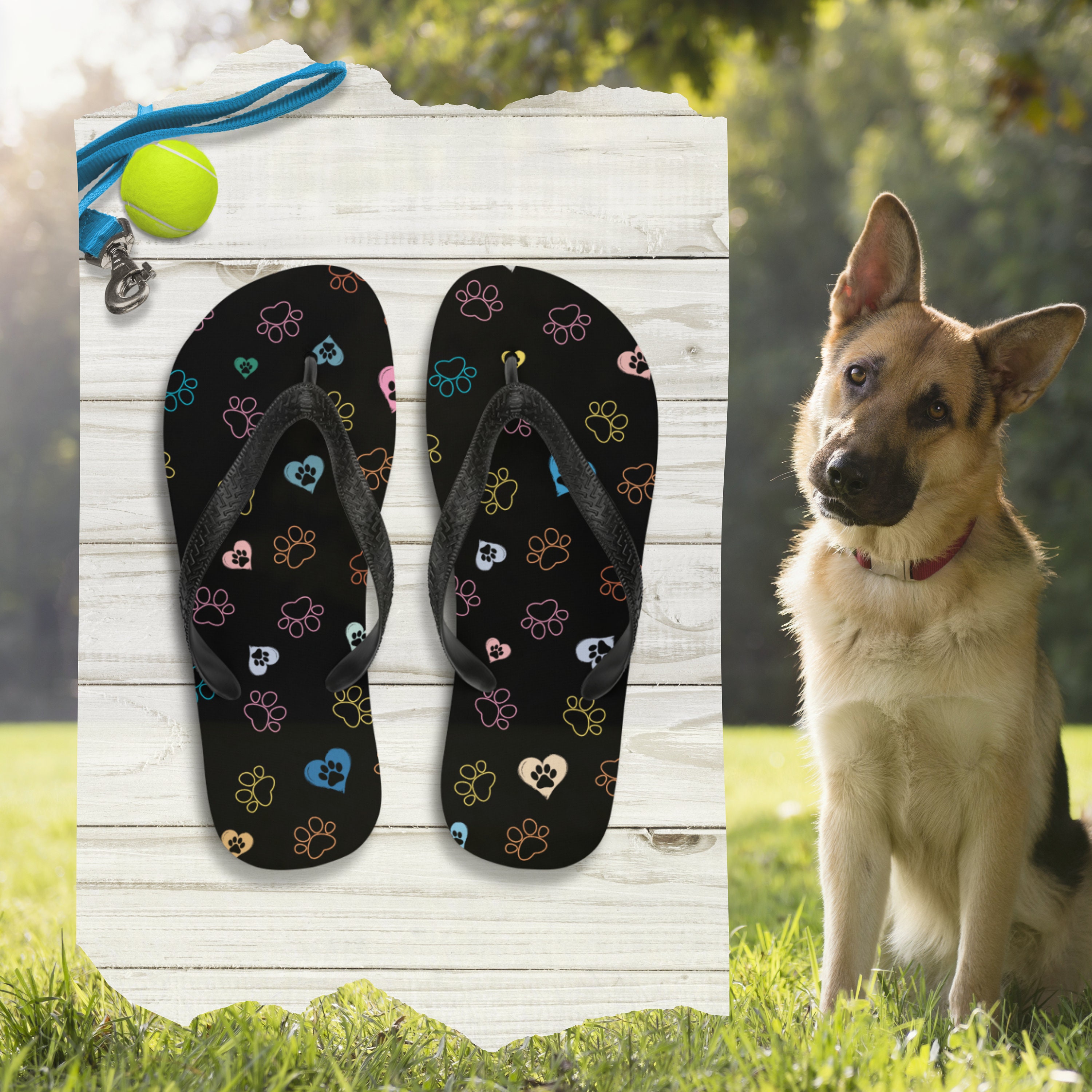 Fun Dog Paw Pattern Flip-Flops for Dog Lovers and Moms