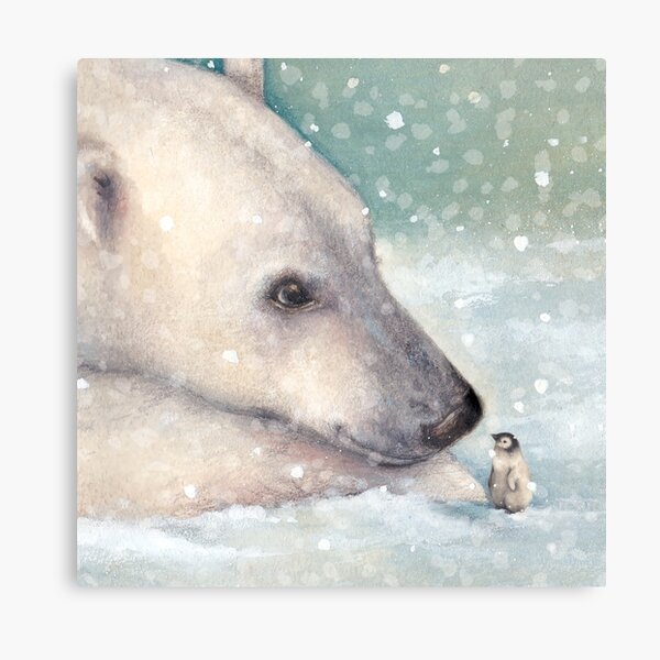 Unexpected Giants - Polar Bear and Penguin watercolour Canvas