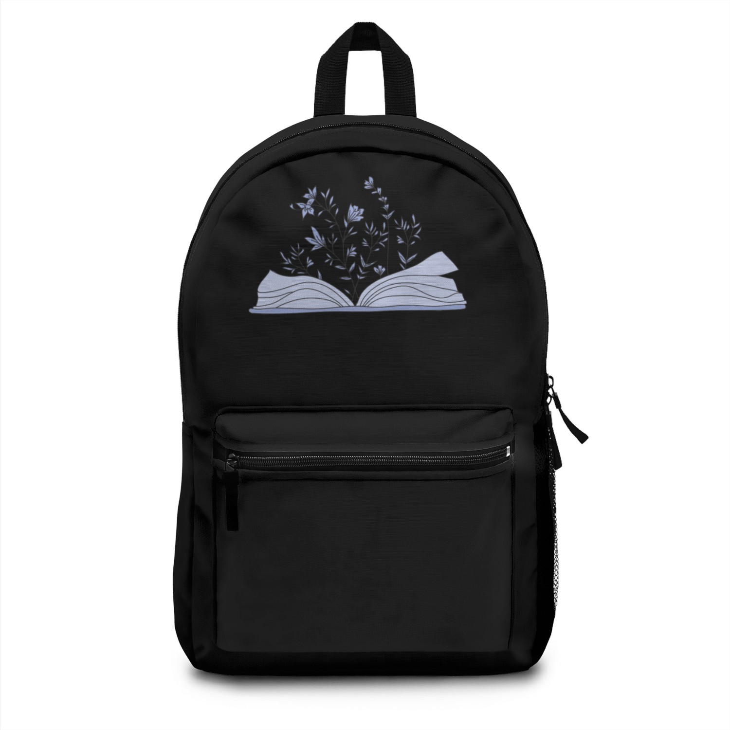 flowers growing from book Backpacks