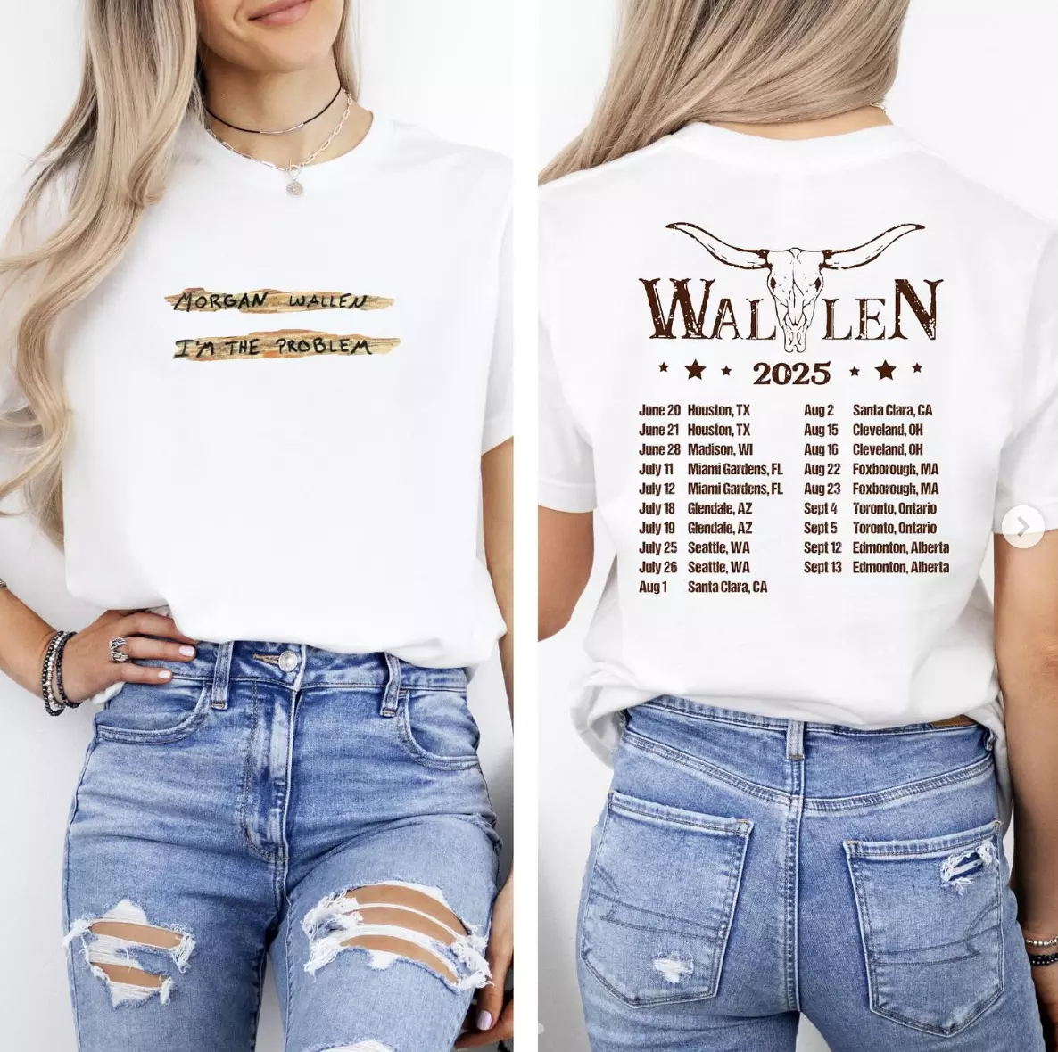 Wallen Western Im The Problem Tour 2025 Two Sided T-Shirt