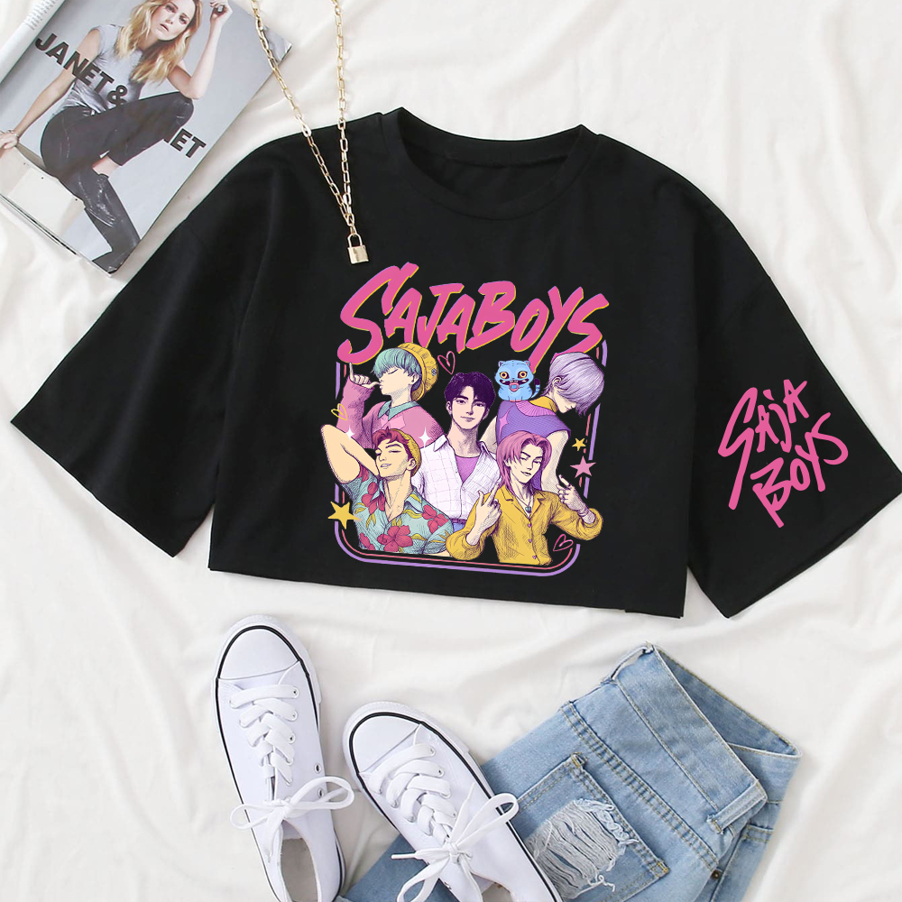 KPop Demon Hunters Crop Top for Women - Short Sleeve Crew Neck