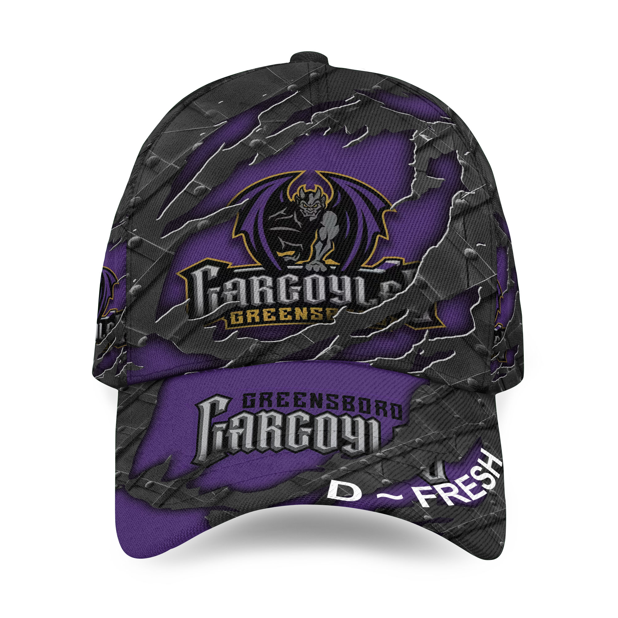Greensboro Gargoyles Personalized Name Black Metal Design Classic Cap