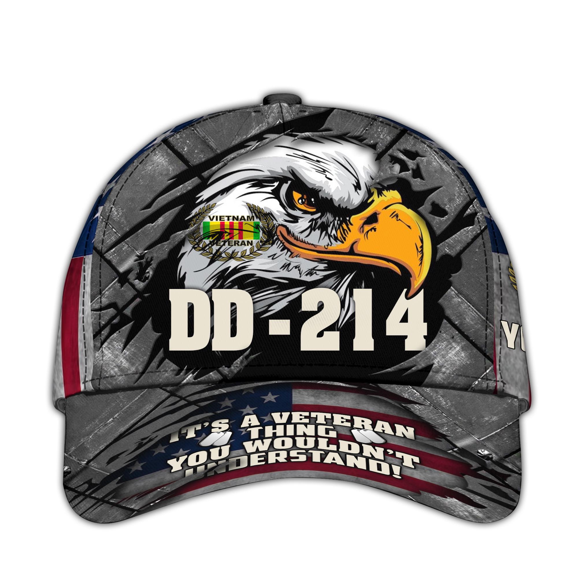 Vietnam Veteran Hats For Men Personalized DD214 Hat Patriotic Caps For Men Military
