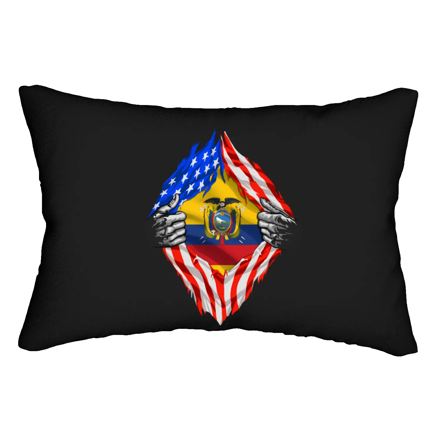 Super Ecuadorian Heritage Ecuador Roots Usa Flag Lumbar Pillows