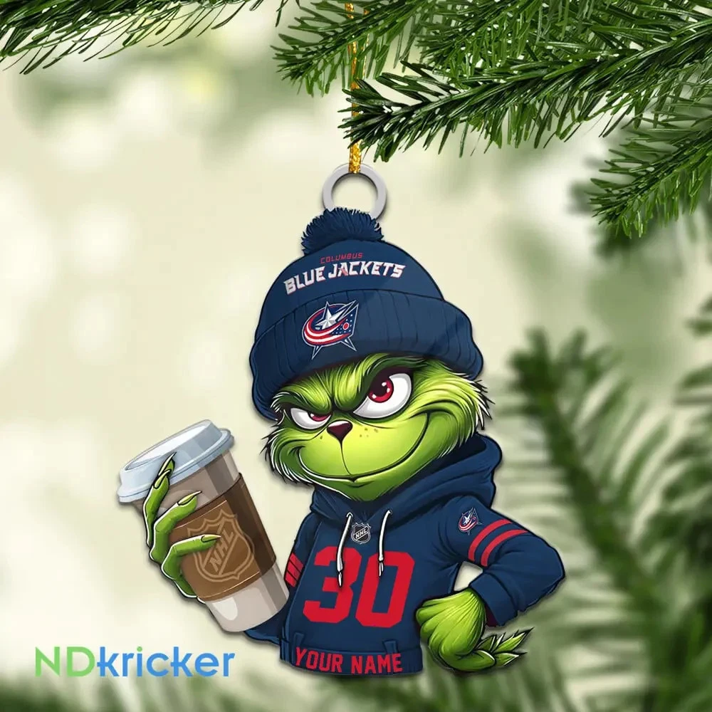 Personalized Columbus Blue Team Jackets Sport Christmas Ornament, For Hockey Fan