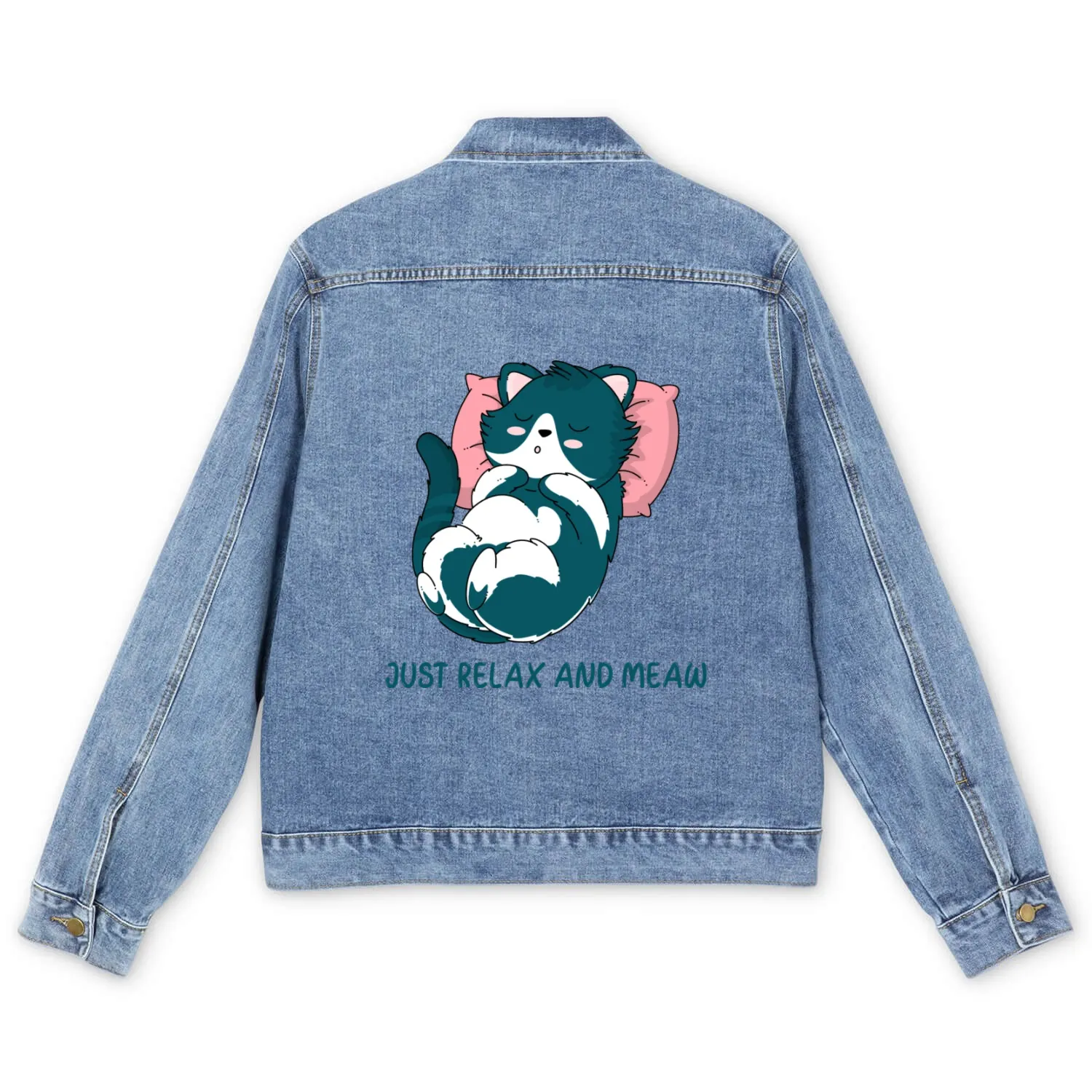 JUST RELAX AND MEOW Men's Denim Jackets