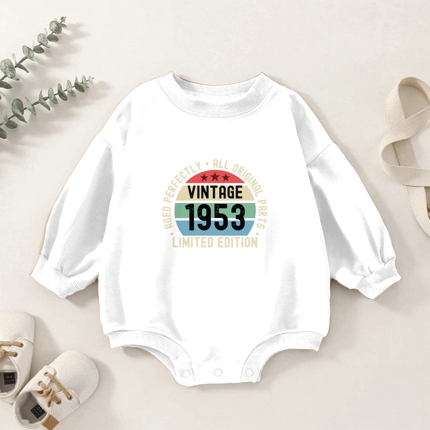 70th Birthday Vintage 1953 Baby Romper Sweatshirts