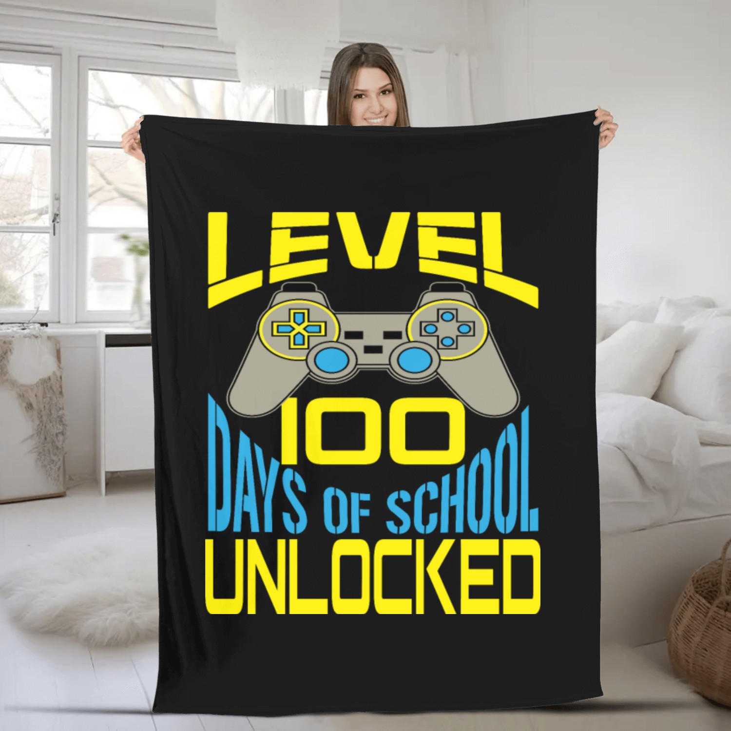 LEVEL 100 DAYS OF SCHOOL UNLOCKED Fleece Blankets