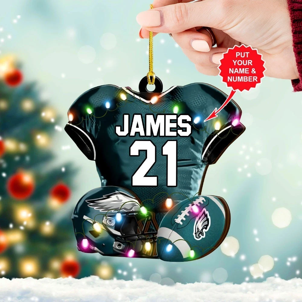 Personalized Philadelphia Football Team Eagles Christmas Ornament Gift Decor