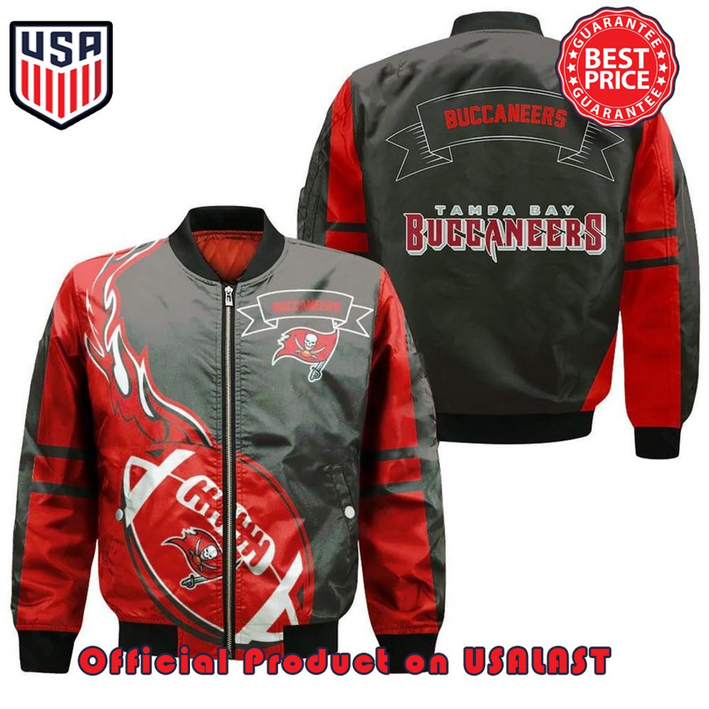 TAMPA BAY BUCCANEERS BOMBER JACKET 3D PRINTED FLAME BALL PATTERN