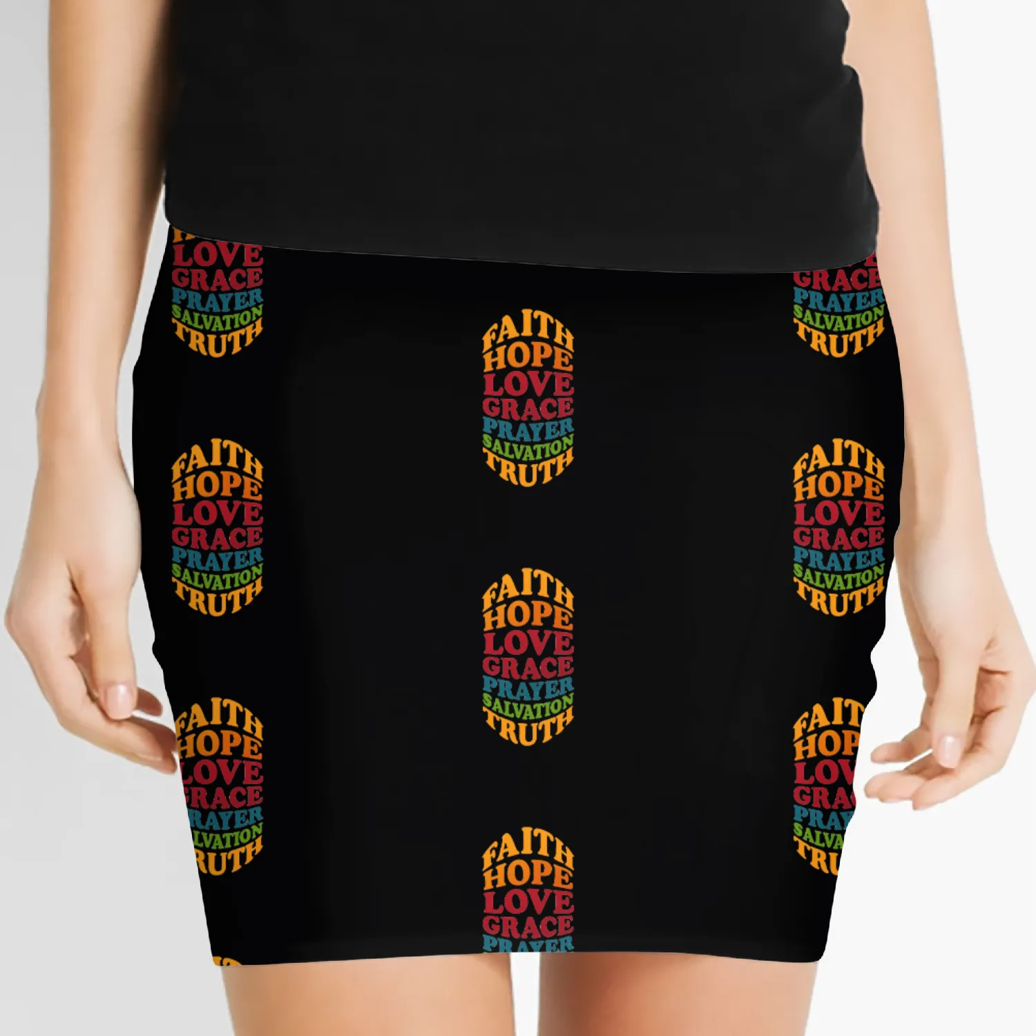 Inspirational Spiritual Word Art Design Women's Mini Skirts