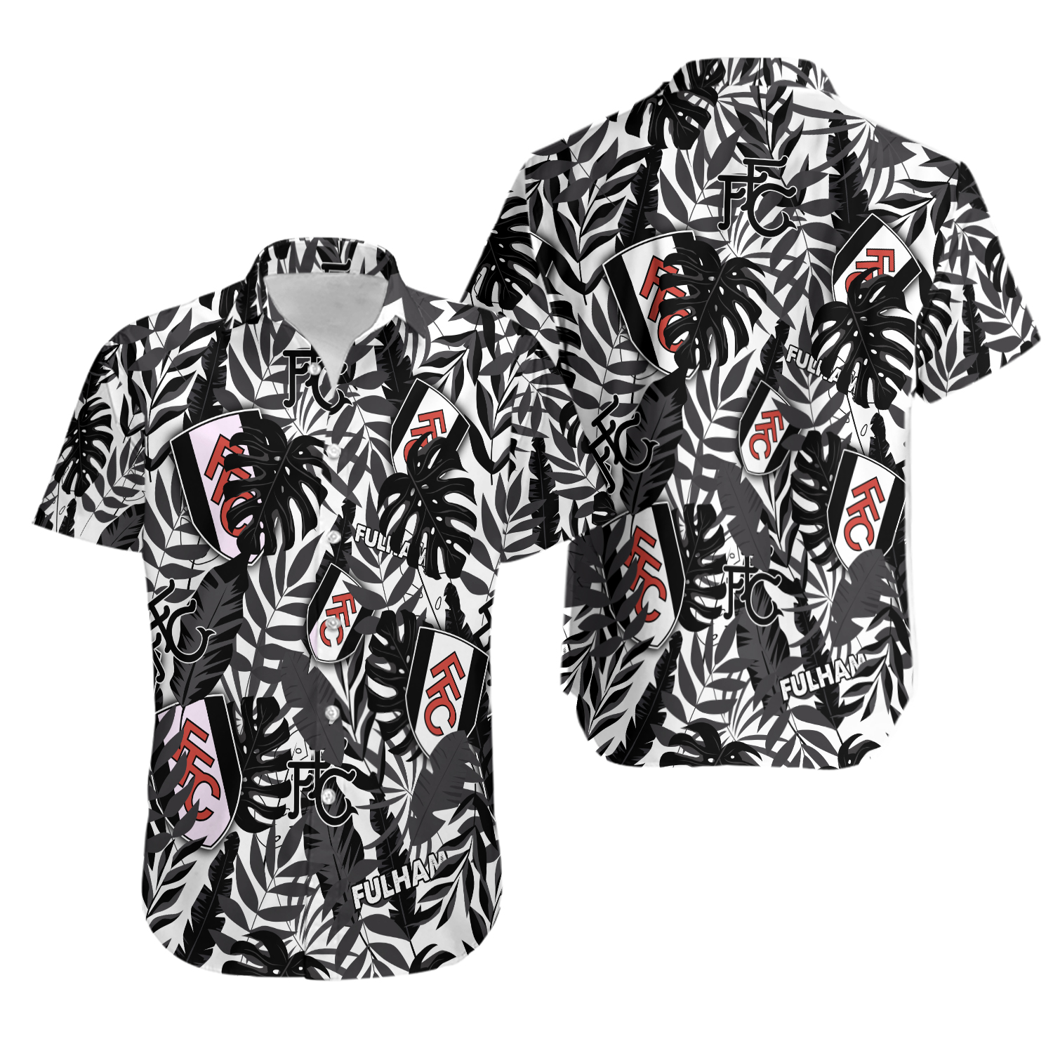 Fulhams Football Team Hawaiian Button Down Shirt Beach Summer Unisex Adult S-5XL