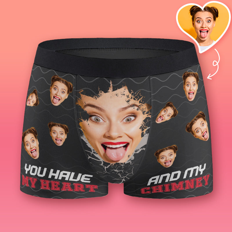 Personalized Photo Men's Boxer Briefs, Wife Face Girlfriend Face Gift for Boyfriend or Husband