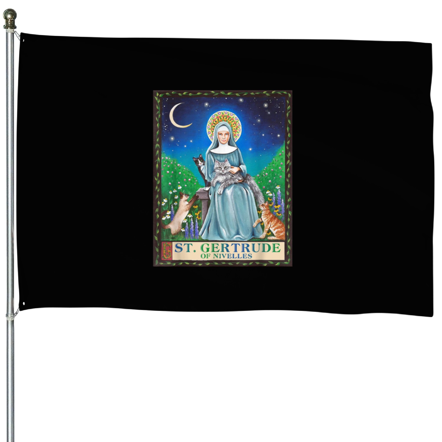 St. Gertrude of Nivelles Patron Saint of Cats House Flags