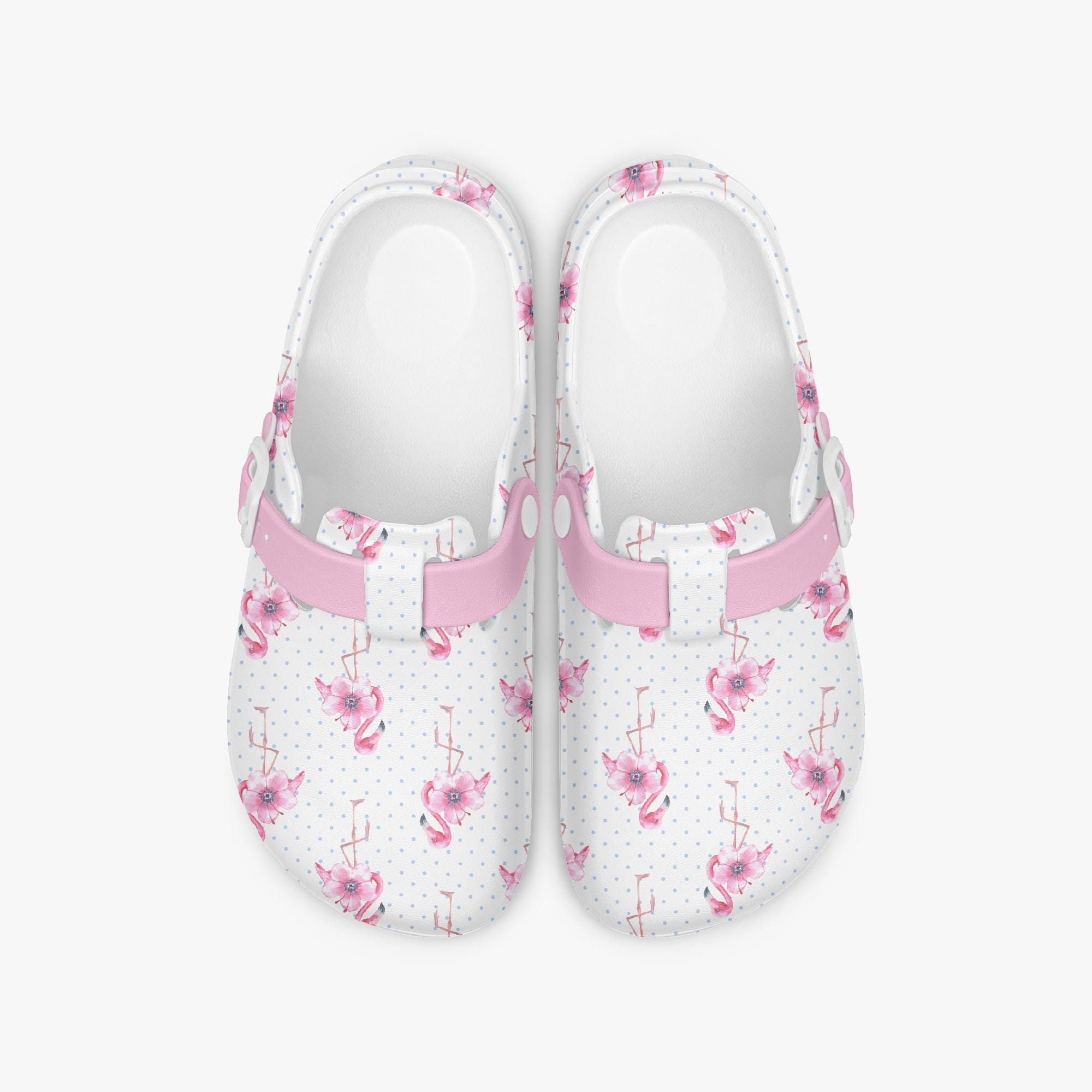 Women's & Men's Flamingo Pattern Slip-On Clogs for Work, Care, Kitchen, and Leisure