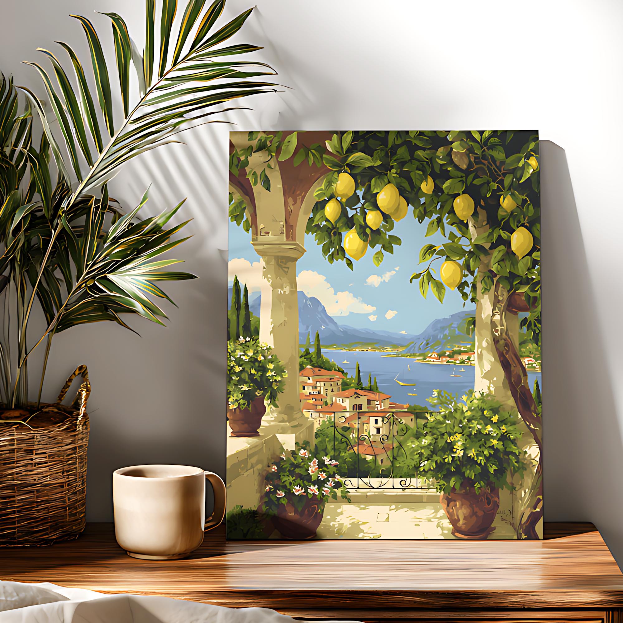 Lemon Tree Paint by Numbers Kit: Beginner DIY Acrylic Painting on Canvas